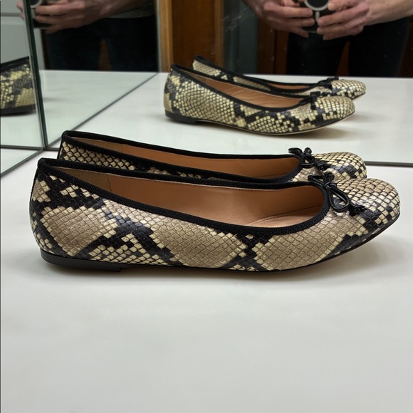 J. Crew Shoes - J. Crew Black and Cream Snakeskin Flats Size 8.5